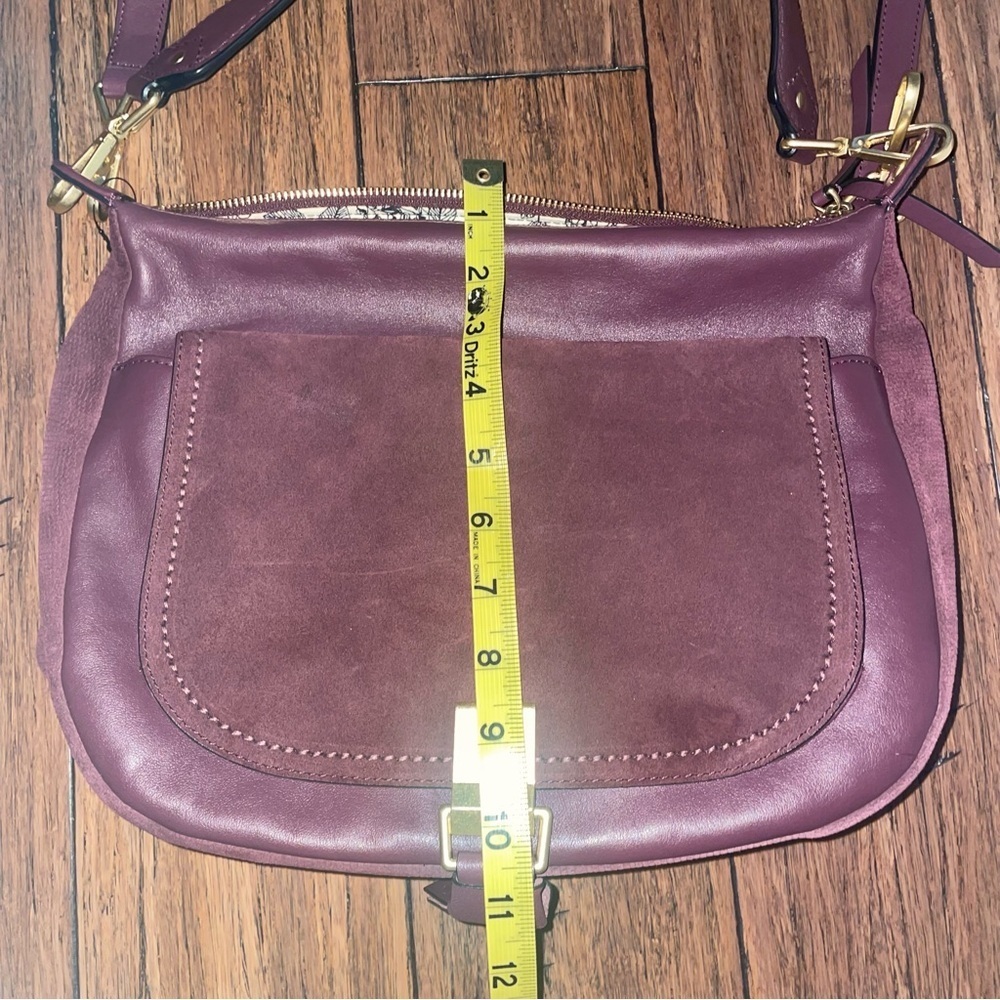 Plum leather suede satchel messenger saddle bag Vera Bradley crossbody purse - Picture 8 of 17